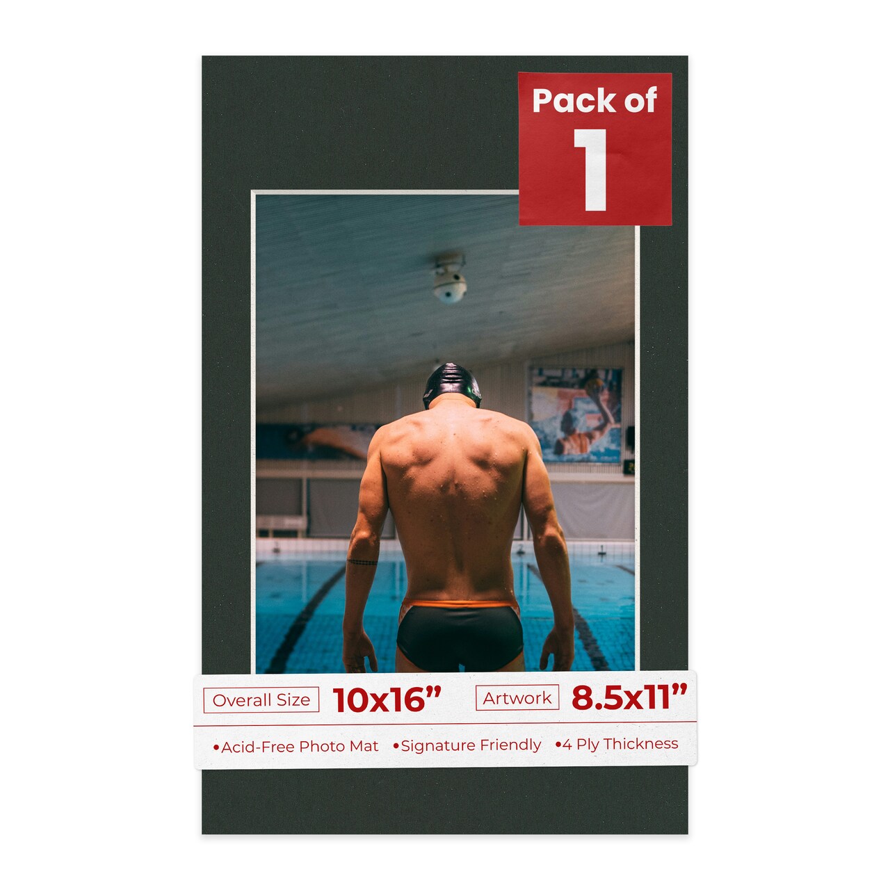 Textured Black Mat Board for 10x16 Frames - Fits 8.5x11 Photos
